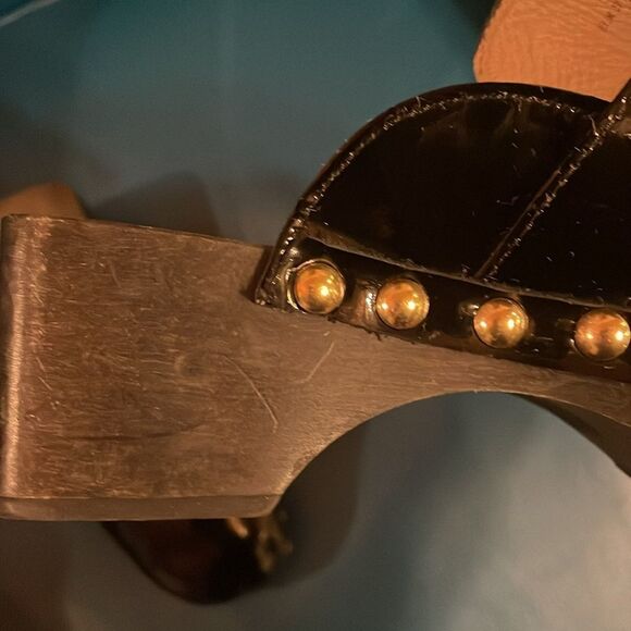 Patent Leather Wooden Clogs - Picture 7 of 12